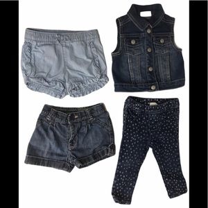 Girls Lot 2 Shorts 1 Jean 1 Jean Vest 6-12M